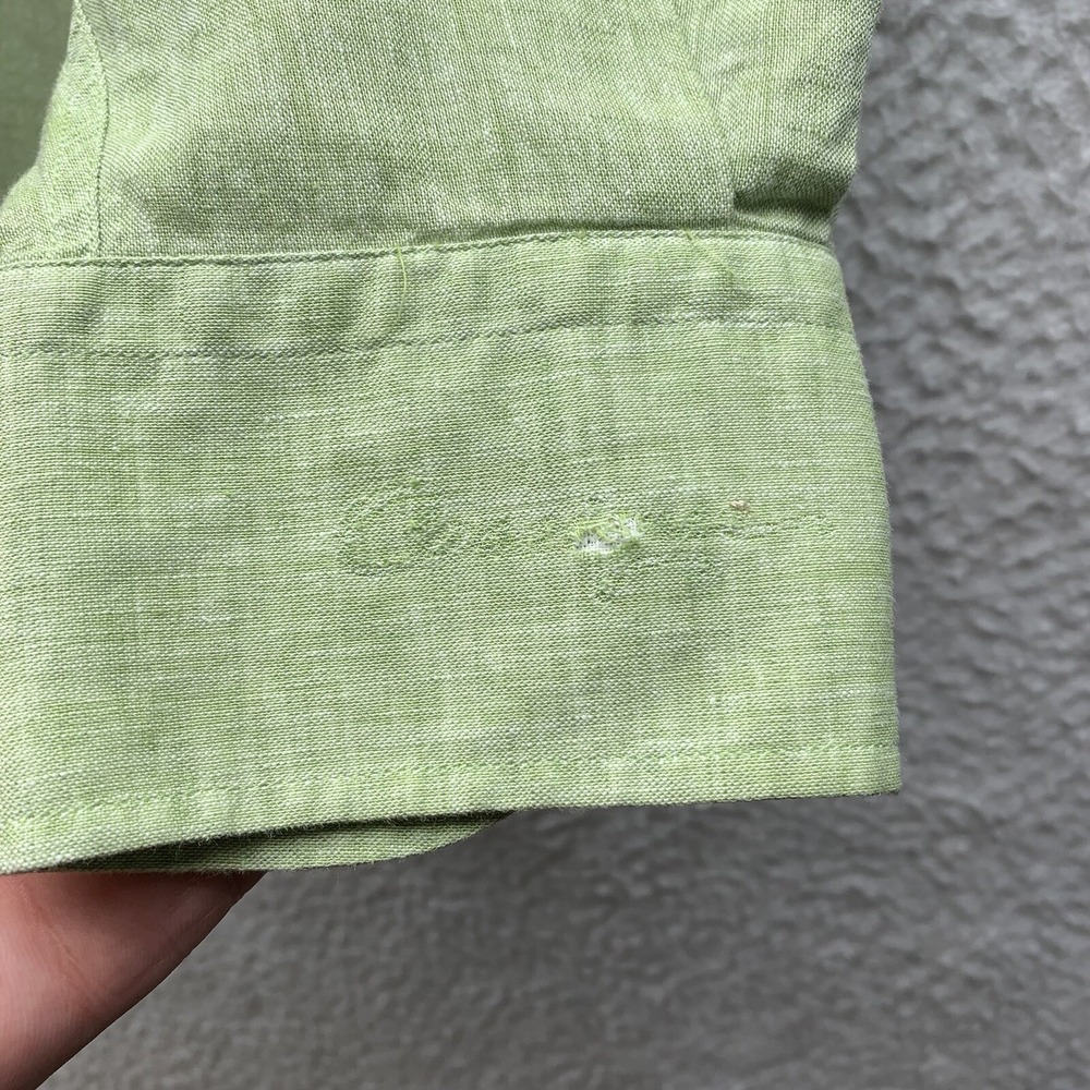 VTG Peter Millar Button Up Shirt Mens Medium M Golf Green Linen Blend Cassique - Picture 6 of 13